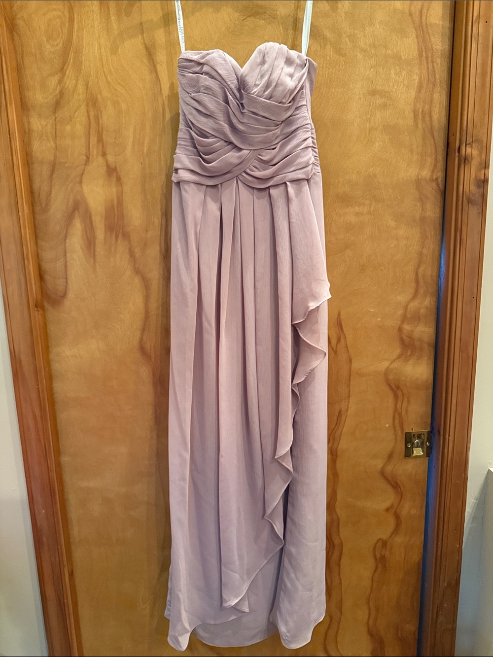 David’s Bridal Strapless Lavender Chiffon Evening Dress